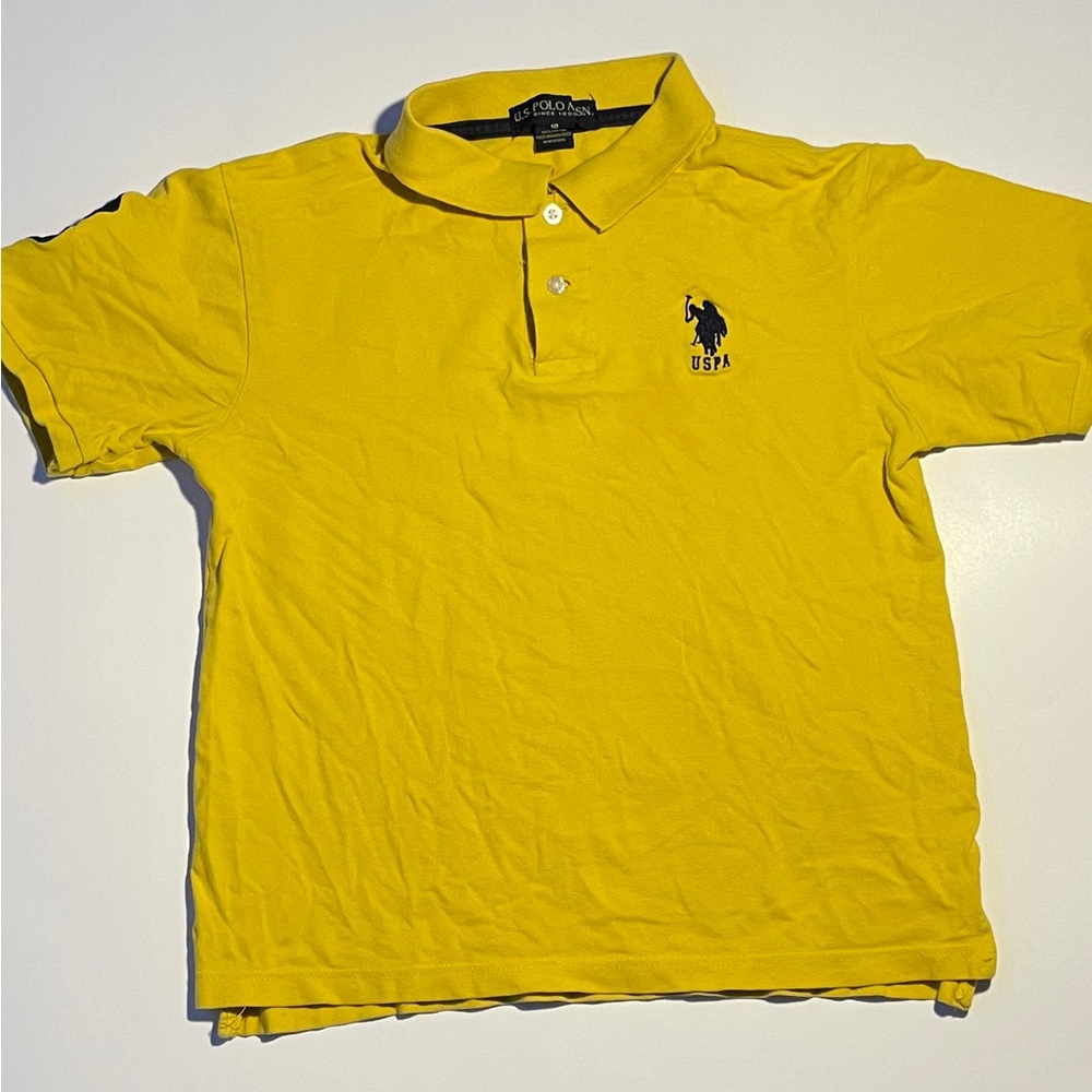 U.S. Polo ASSN USPA Big Pony Yellow Embroidered Polo Rugby Shirt Boys 18